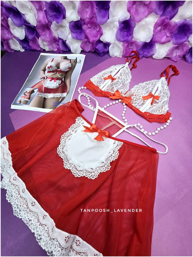 ست کامل کاستوم فانتزی پرستاری شامل سوتین شورت و دامن