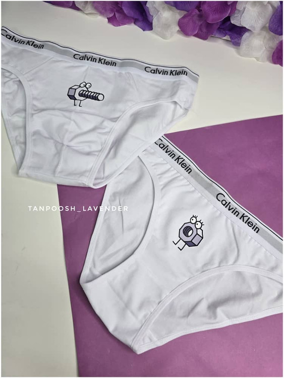 نمای کلی ست شورت زنانه و مردانه طرح پیچ و مهره، با طراحی فانتزی و نخ پنبهای برای نمایش های اروتیک دو نفره