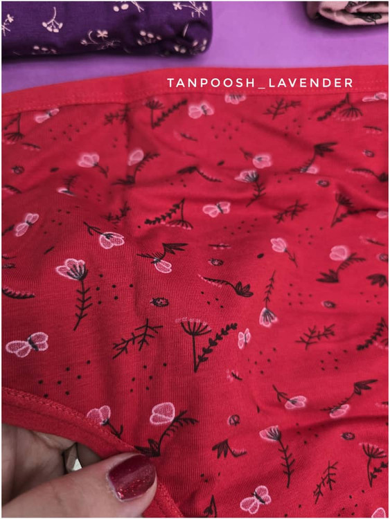 شورت زنانه نخی اسلیپ سایز خیلی بزرگ رنگ قرمز با طرح گلریز