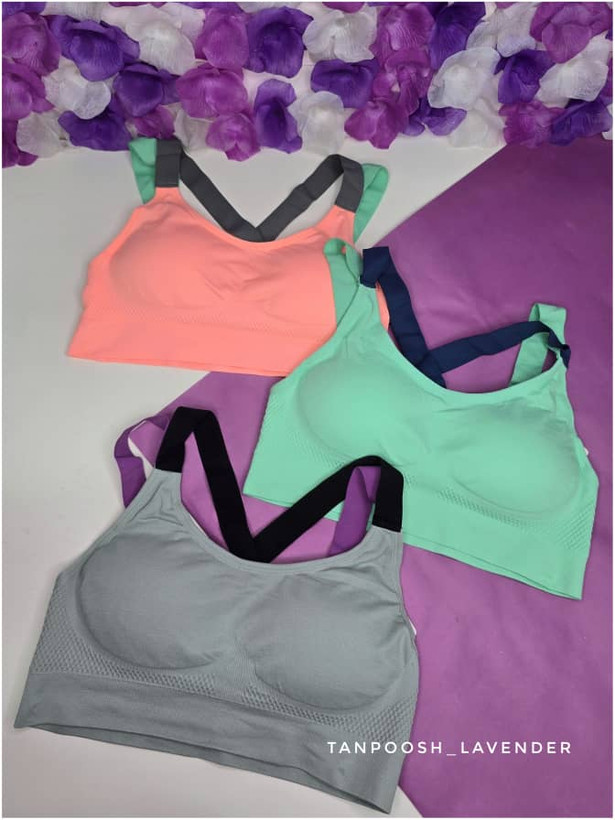 نیمتنه ورزشی زنانه نخی کشسان با بندهای پهن ضربدری برای پشتیبانی بیشتر