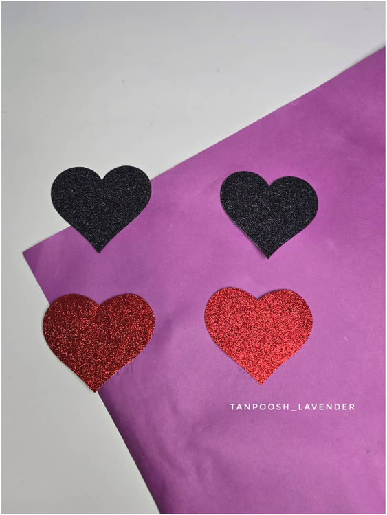 نیپل سکسی فانتزی طرح قلب قرمز و مشکی