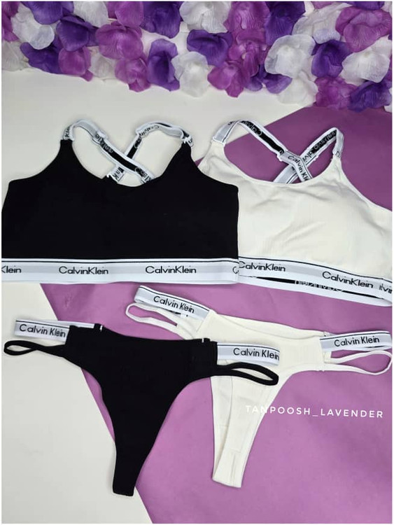 نمای کامل ست نیم تنه و شورت کلوین برند EMA با بندهای ضربدری فانتزی