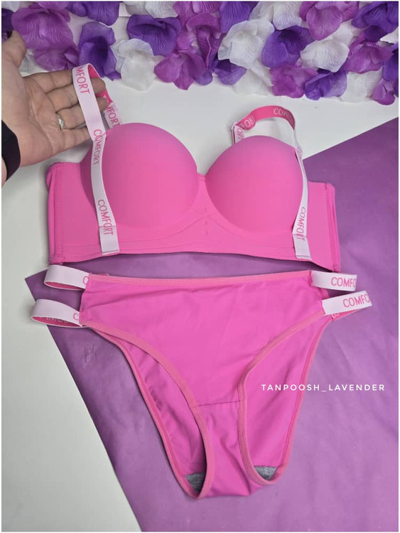 ست اسفنجی لیزری صورتی دکلته کاپ پرسی جکدار با شورت فانتزی کامفورت