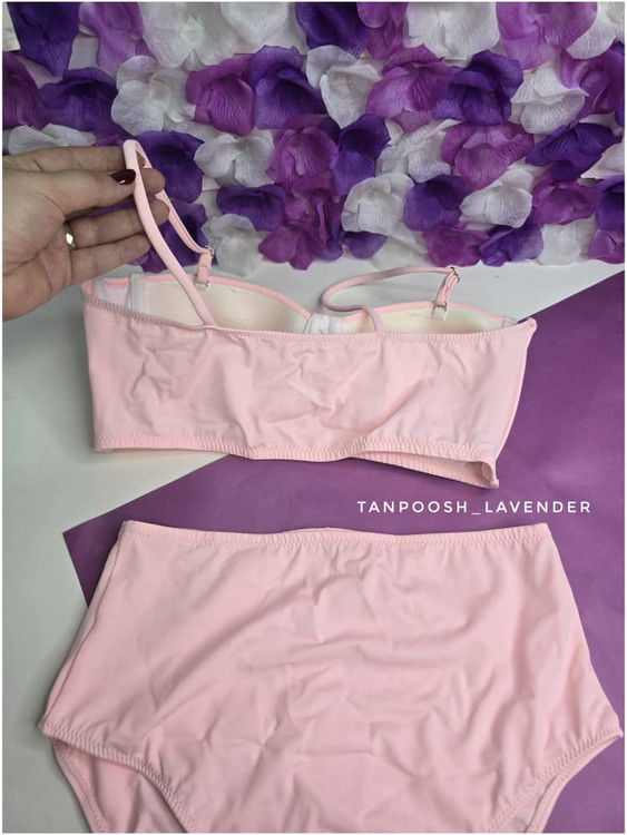 شورت فاقبلند و سوتین کاپدار مایو زنانه – ست صورتی خوشرنگ