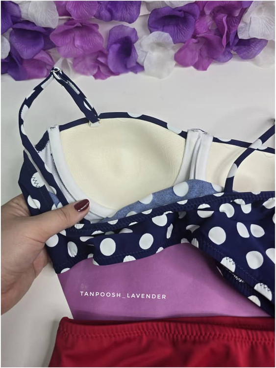 نمای داخل کاپ فنردار مایو دوتکه خوش رنگ