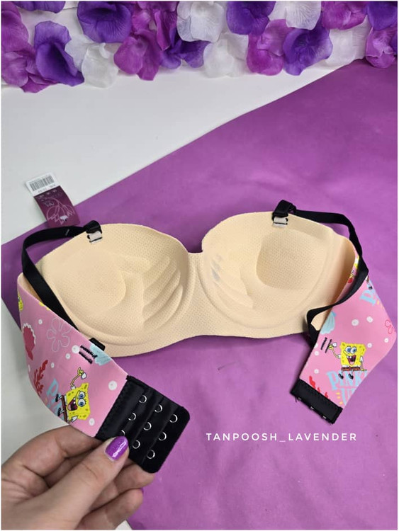 سوتین فانتزی باب اسفنجی با جک ماساژوری و بند مشکی