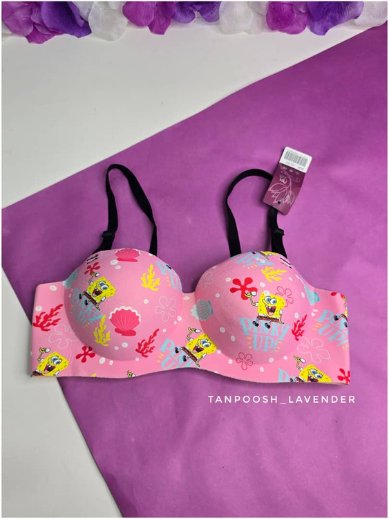 سوتین لیزری فانتزی باب اسفنجی صورتی با کاپ پرسی و جک ماساژوری