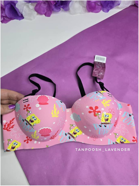 سوتین باب اسفنجی اسفنجی کاپ پرسی صورتی طرح کارتونی