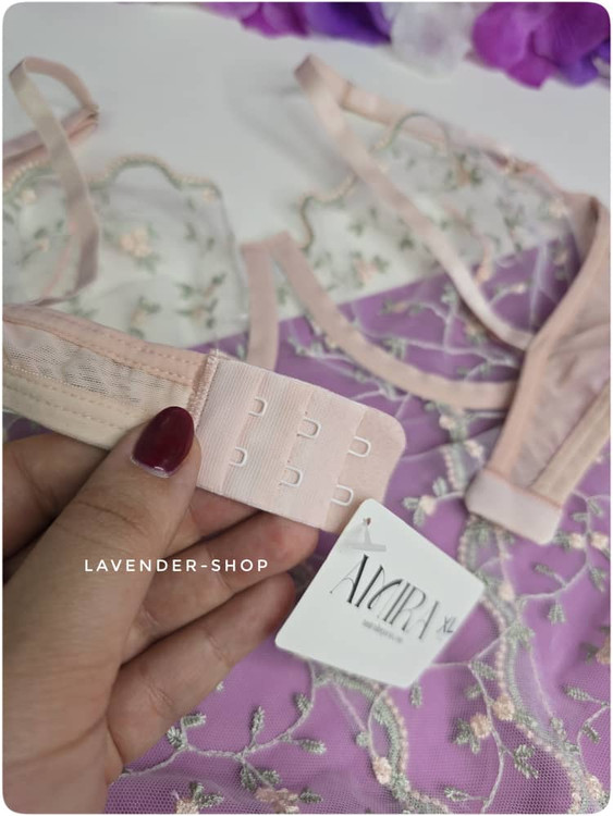 بادی سکسی تور گلدوزی اروپایی زنانه Amira با فنر فرمدهنده رنگ صورتی پودری XL