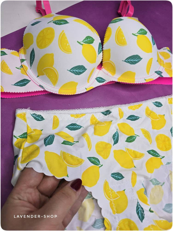 سوتین و شورت زنانه لیزری طرح لیمو، فنردار و بدون جک