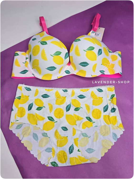 ست لباس زیر لیزری زنانه فانتزی با طرح لیمو و رنگ زرد پرانرژی