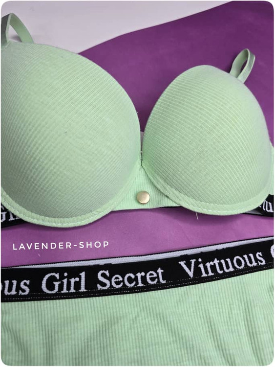 ست اسفنجی کبریتی سبز زنانه با کاپ فنردار و پارچه لطیف نخی – Girl Secret