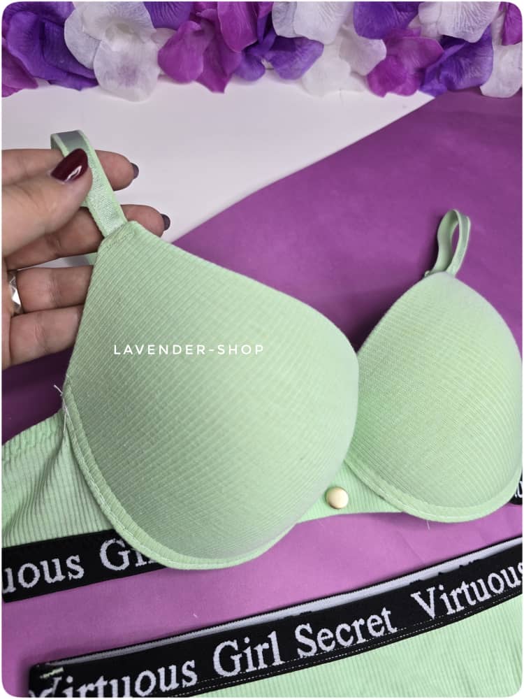 جزئیات نزدیک پارچه کبریتی سبز رنگ سوتین و شورت زنانه مدل بدون جک – Lavender Shop