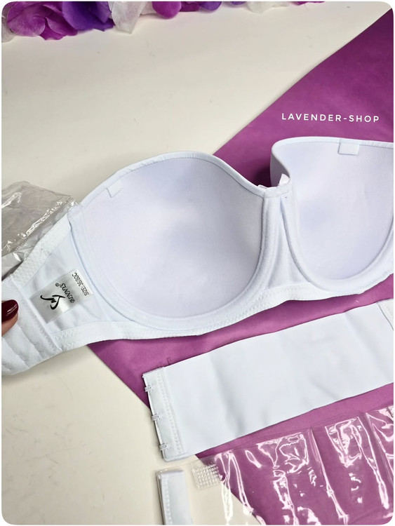 سوتین زنانه سفید کاپ C با طراحی بدون بند ثابت