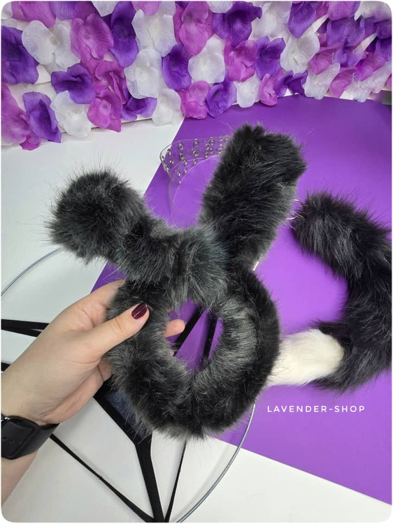 جزییات تل و گوش های خزدار ست فانتزی Bunny Black برای نمایش های اروتیک