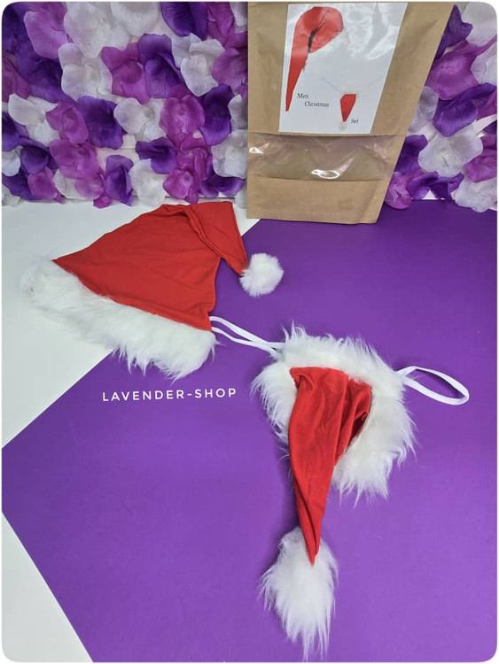 نمای نزدیک از شورت قرمز فانتزی مردانه با جزئیات پرزدار سفید سکسی و اروتیک