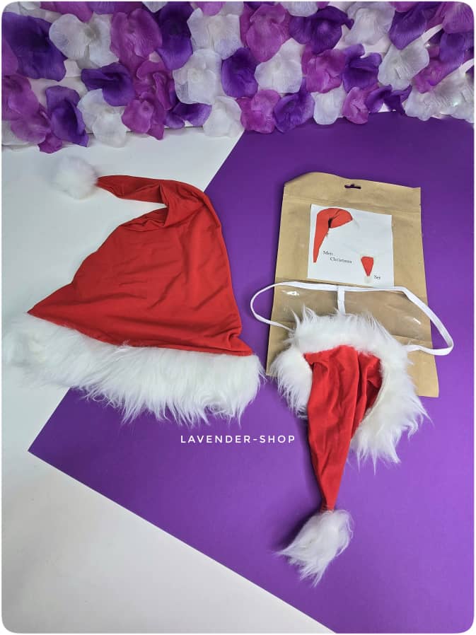 کلاه بابانوئلی فانتزی مخصوص ست مردانه قرمز با طراحی بامزه