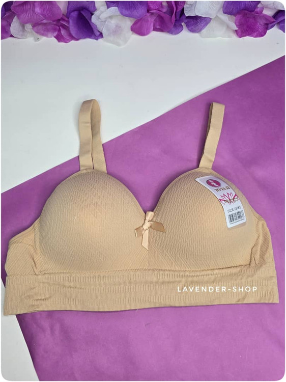 سوتین بدون فنر سیملس رنگ بژ با طراحی راحت و فرم طبیعی – لوندرشاپ