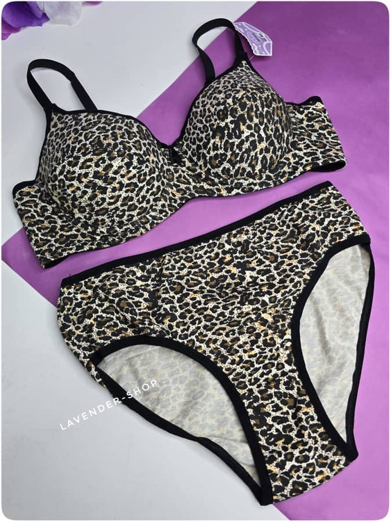 شورت نخی طرح پلنگی ست برند Miss با دوخت لطیف و ضد حساسیت