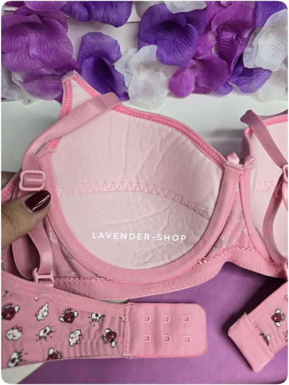 سوتین نخی صورتی طرح قلب برند Miss با پد نازک و فرم طبیعی