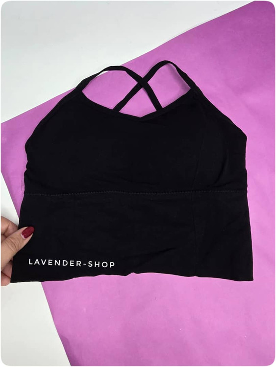 نیمتنه کبریتی فانتزی رنگ مشکی – مدل جذب و راحت با پشتباز بندبند و کاپ جداشدنی – مناسب استایل اسپرت و روزمره