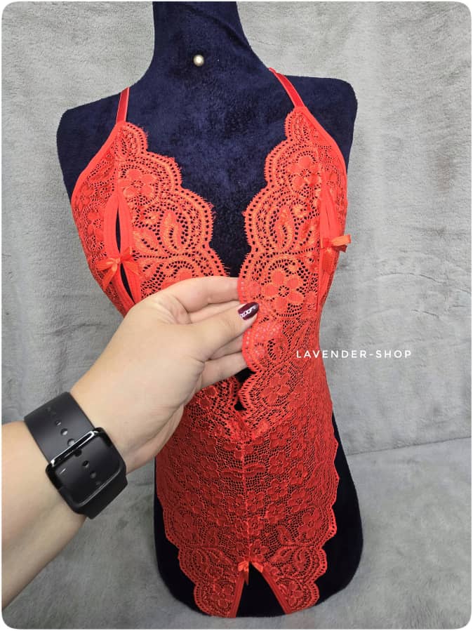 بادی فانتزی توری زنانه ویتاریتا رنگ قرمز – نمای کامل محصول