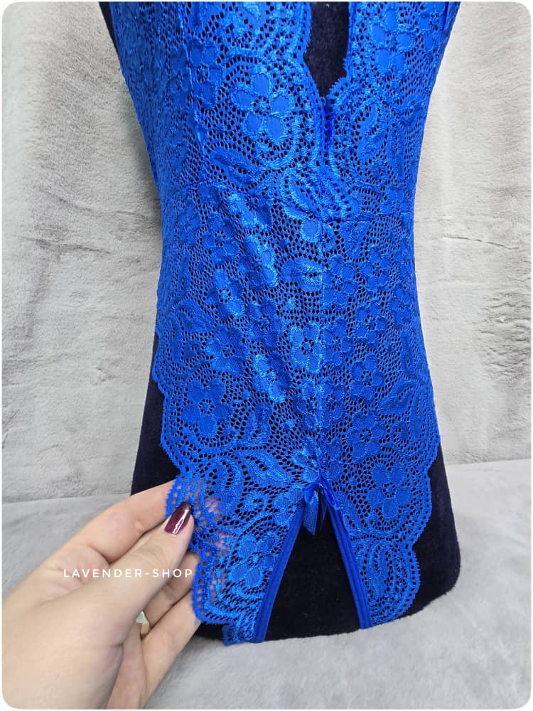 بادی فانتزی توری آبی برند ویتاریتا – جزئیات پارچه و دوخت