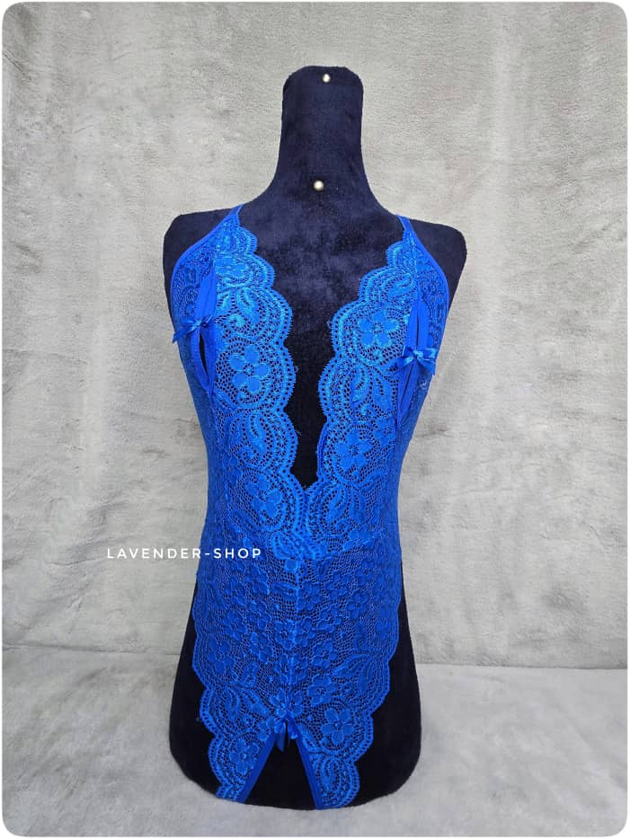 بادی فانتزی توری زنانه ویتاریتا رنگ آبی – نمای جلو