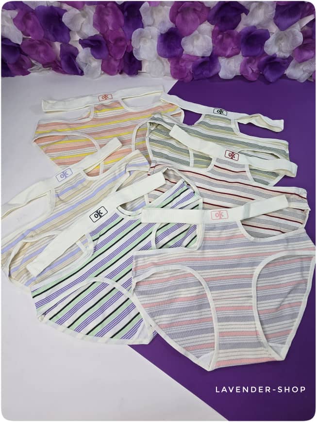 شورت نخی راه‌راه رنگی با کش سفید ضخیم