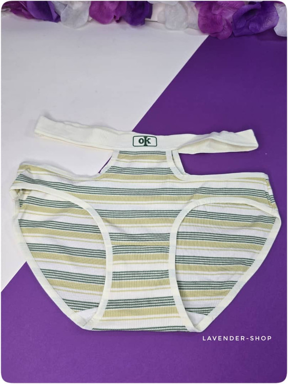 شورت فانتزی تمام نخ با طرح راهراه سبز و سفید