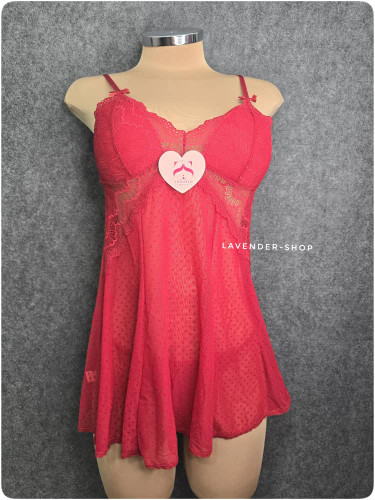 لباس خواب توری قرمز برند شهره با کاپ اسفنجی و طراحی جذاب