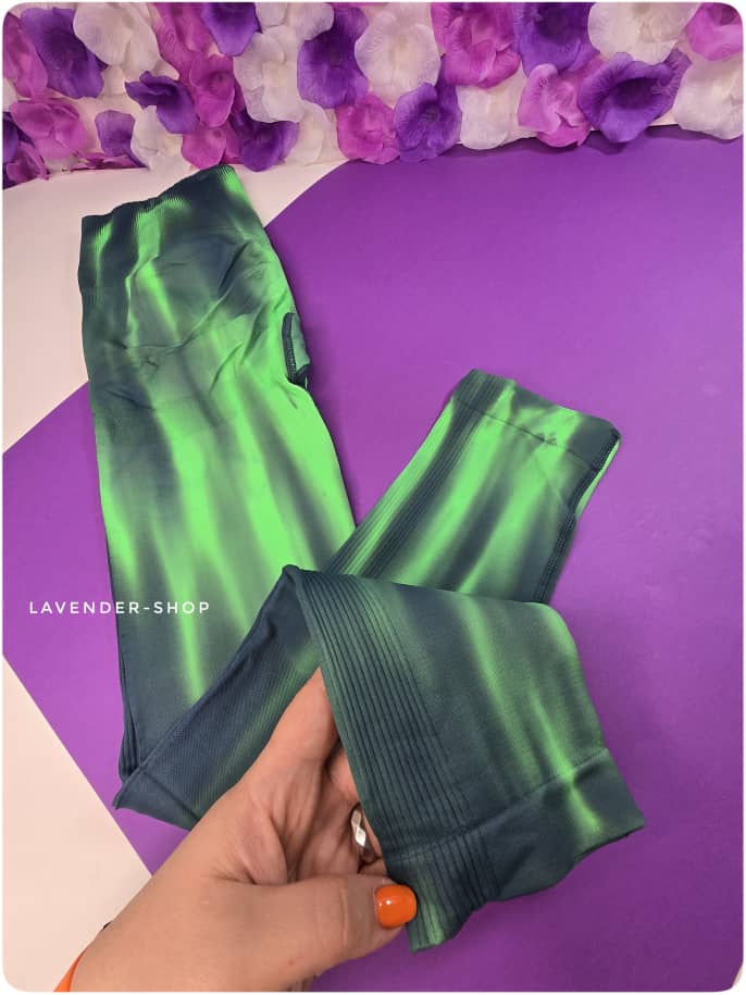 لگ سیملس ابروبادی با امکان فروش اقساطی پشت چین‌دار رنگ سبز – مدل اورجینال فری‌سایز مناسب فیتنس و یوگا