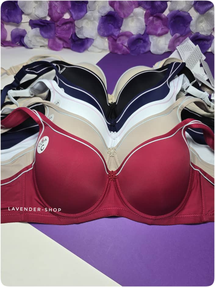 سوتین اسفنجی فنردار کاپ C با رنگ‌های متنوع از برند اصلی – نمای نزدیک محصول