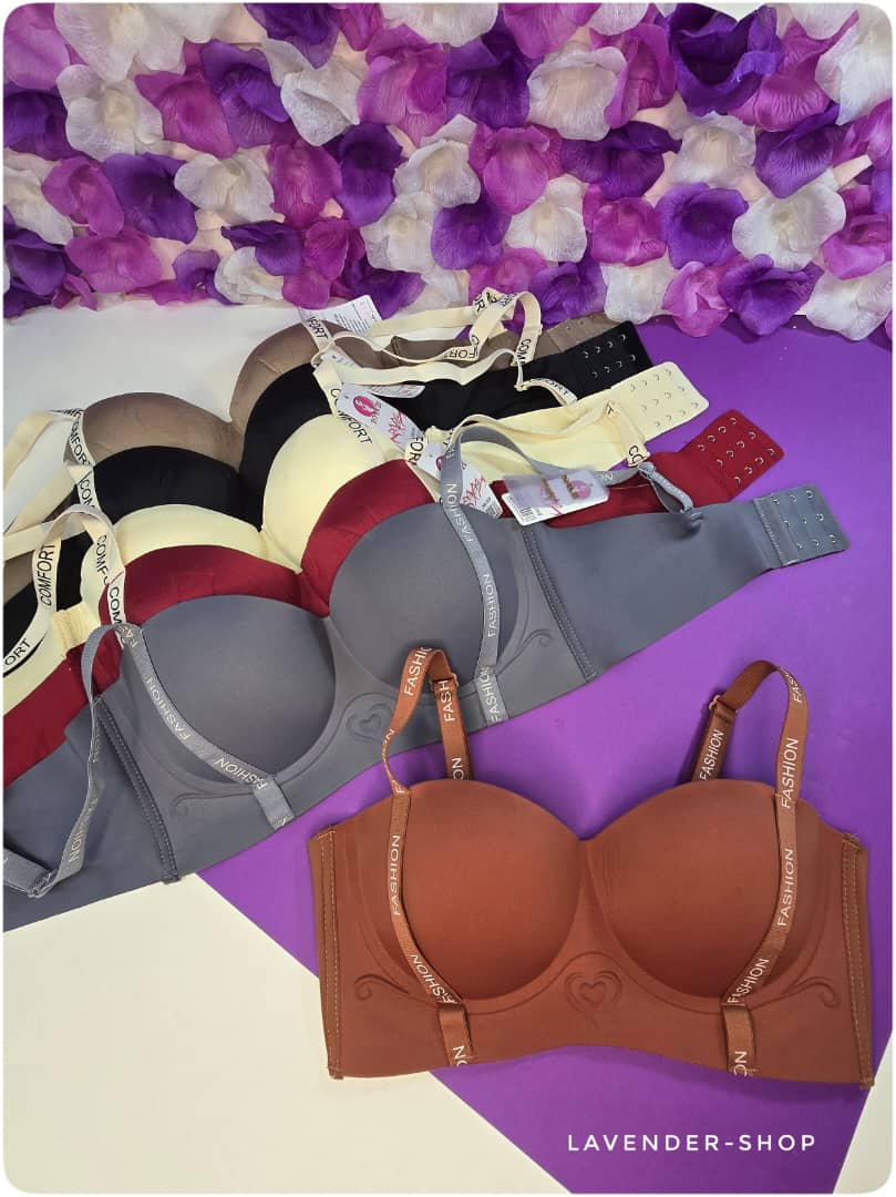 سوتین تک کامفورت قهوه‌ای با بندهای فانتزی و کاپ پرسی جکدار – مدل تمام لیزری از لوندرشاپ