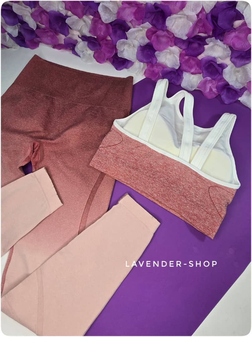 ترکیب رنگ تدریجی قرمز تا گلبهی در ست اسپرت زنانه با کیفیت بالا