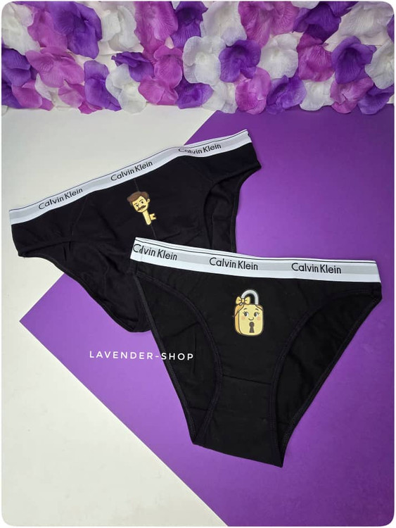 ست شورت کاپلی جذاب و سکسی زوجی با طرح قفل و کلید و کش کالوین کلاین