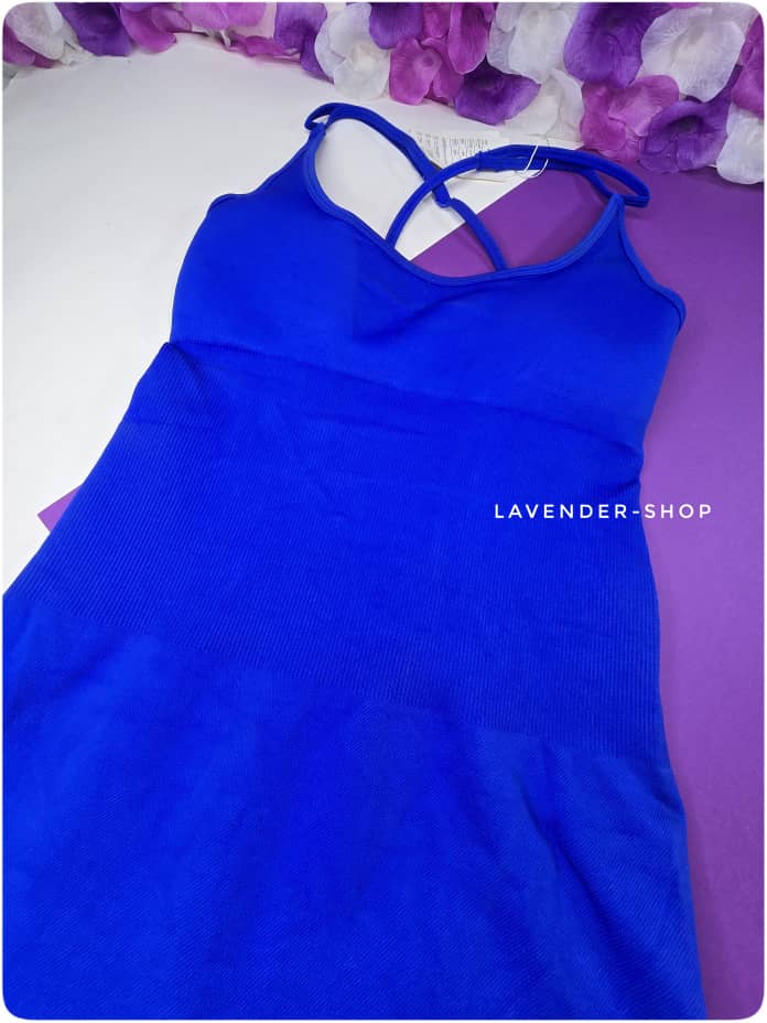 اورال ورزشی زنانه رنگ آبی کاربنی با طراحی جذب و بدن‌نما نیست