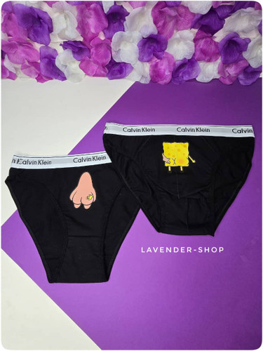 شورت فانتزی زن و شوهری طرح باب اسفنجی و پاتریک با کمر کشی Calvin Klein