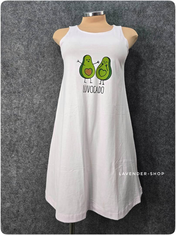 پیراهن زنانه نخپنبه فیتن با چاپ فانتزی، مناسب لباسخواب و استفاده روزمره در سایز L و XL