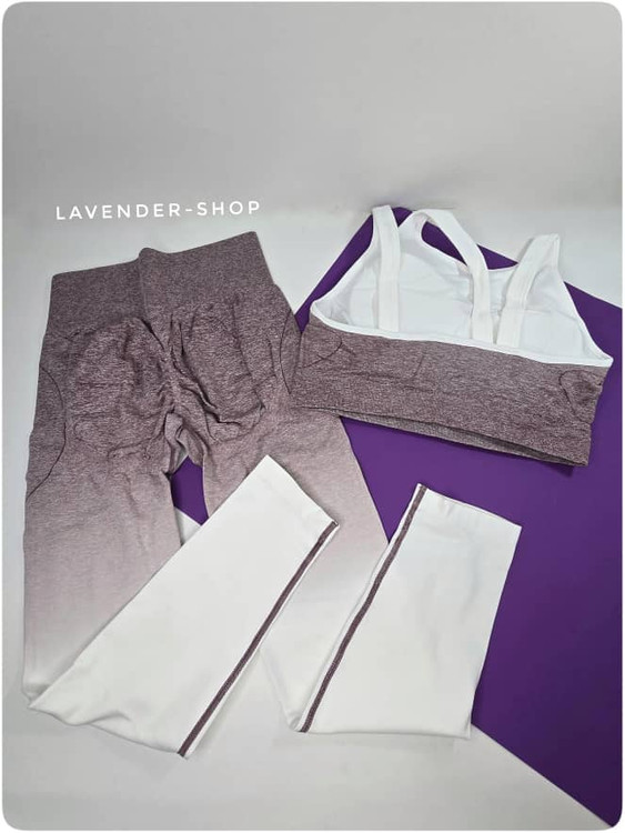 ست ورزشی نیمتنه شلوار زنانه رنگ خاص موکا گرادیانی بسیار با کیفیت