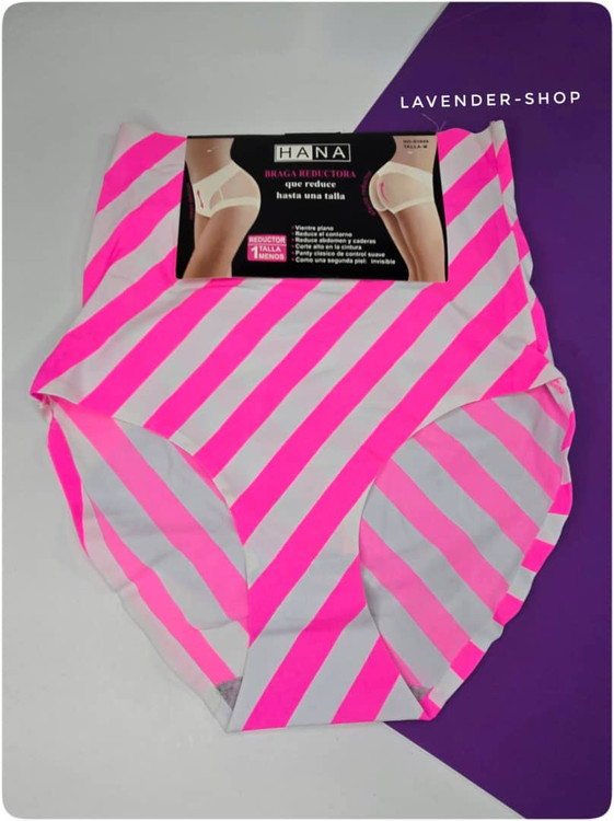 شورت گنی لیزری زنانه طرح راهراه صورتی سفید کمر بلند