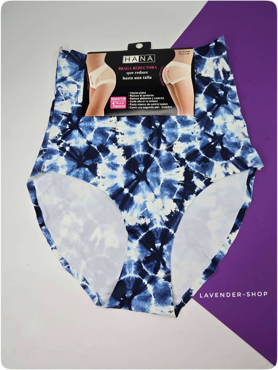 شورت لیزری گنی زنانه کمر بلند طرح آبی ابرو بادی