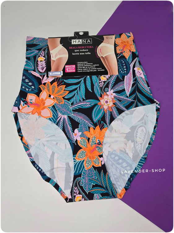 شورت لیزری گنی زنانه طرح گلگلی آبی و نارنجی