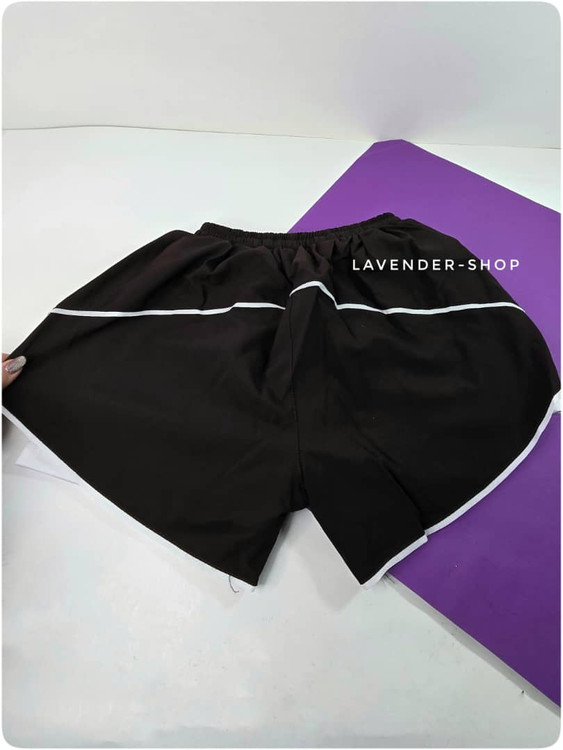 شورتک ورزشی زنانه فریسایز رنگ مشکی با کمر کشی