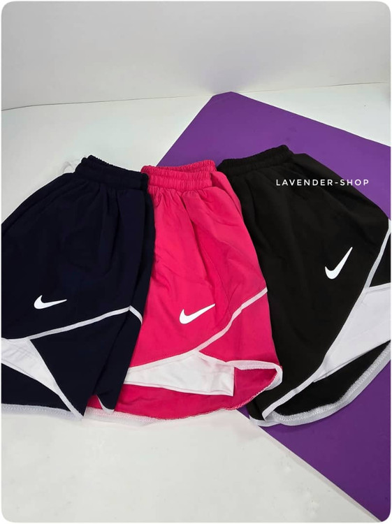 شورتک ورزشی زنانه فریسایز رنگ آبی با طراحی اسپرت