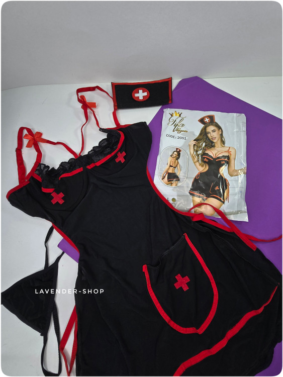 کاستوم پرستاری مشکی دوتکه با تنخور دلربا و طراحی چشمگیر