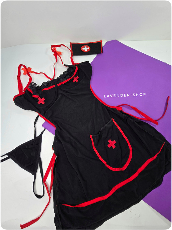 کاستوم دوتکه پرستاری زنانه مشکی با طراحی خاص و تنخور فیت