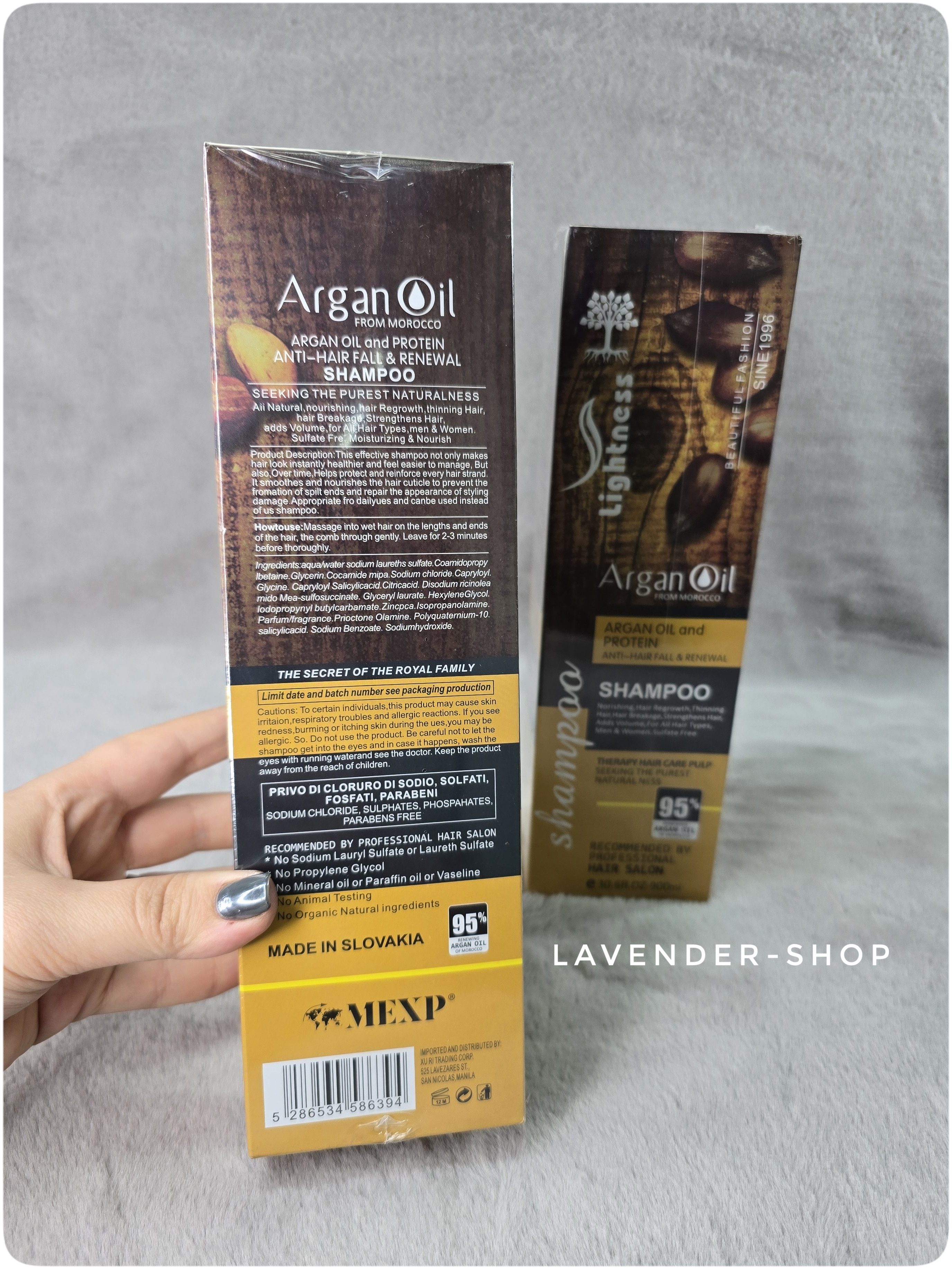 بطری شامپو آرگان و پروتئین برای تقویت و بازسازی مو