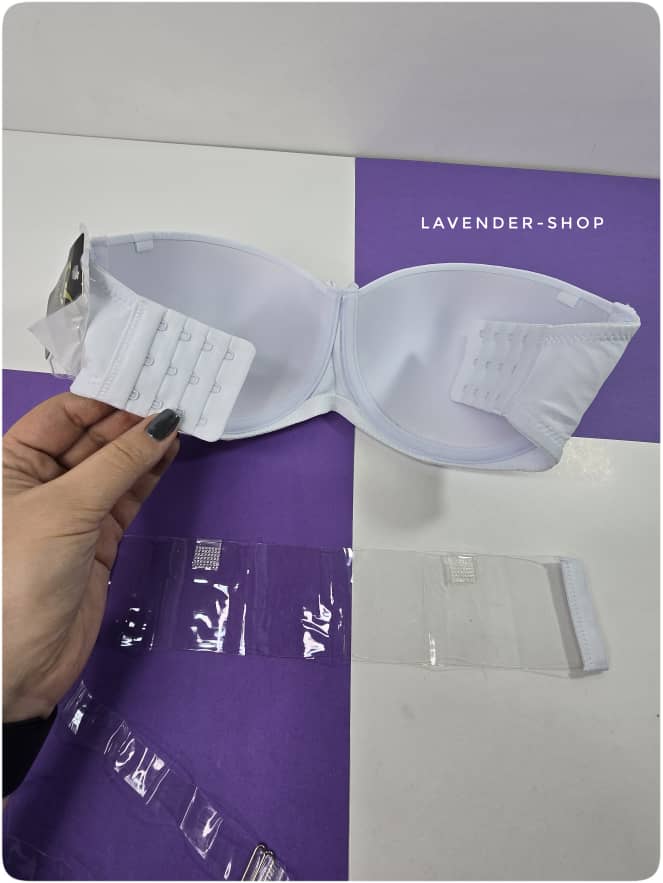 جزئیات قزن سهتایی و پارچه لطیف سوتین دکلته سفید