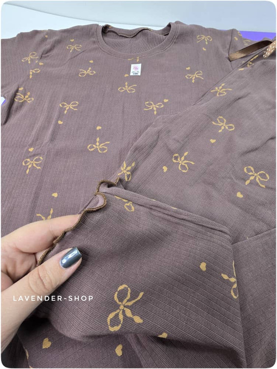 جزئیات بافت کبریتی پارچه ست نخی خانگی زنانه